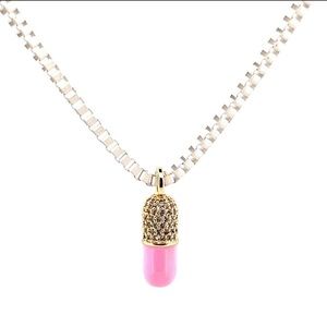 Chill Pill -enamel 18k gold plated - Clasp Magnet with extender 16 inch -20r